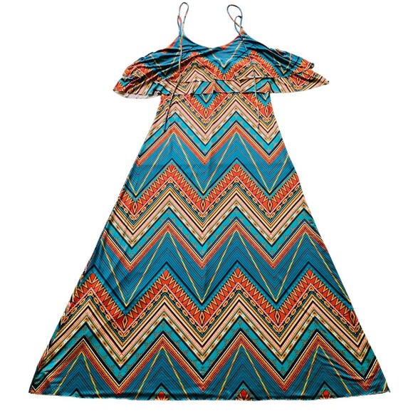 WASABI + MINT Womens Native Aztec Western Print Maxi Dress Size Large - Picture 12 of 13
